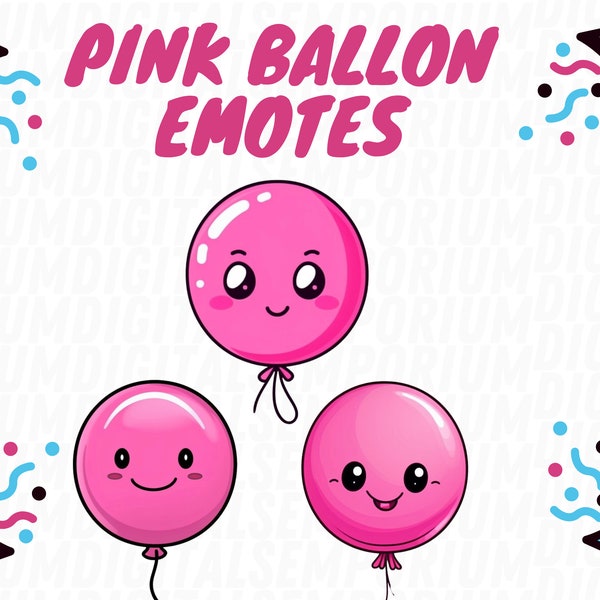 Cute Pink Balloon Emote, Happy Birthday Emote, Smiling Balloon Emote, Cute Pink Emote, Twitch Stream Emote, Discord Emote, Kick Stream Emote