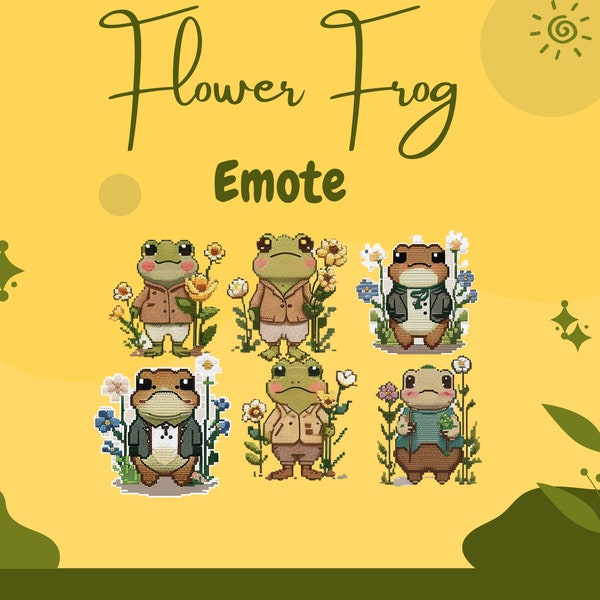 Flower Frog Emote Collection Twitch & Discord | Channel Points | Streamer | Emoji, Cute, Stream, Chat, Hop, Rose, Date, Animal, Flower, Frog