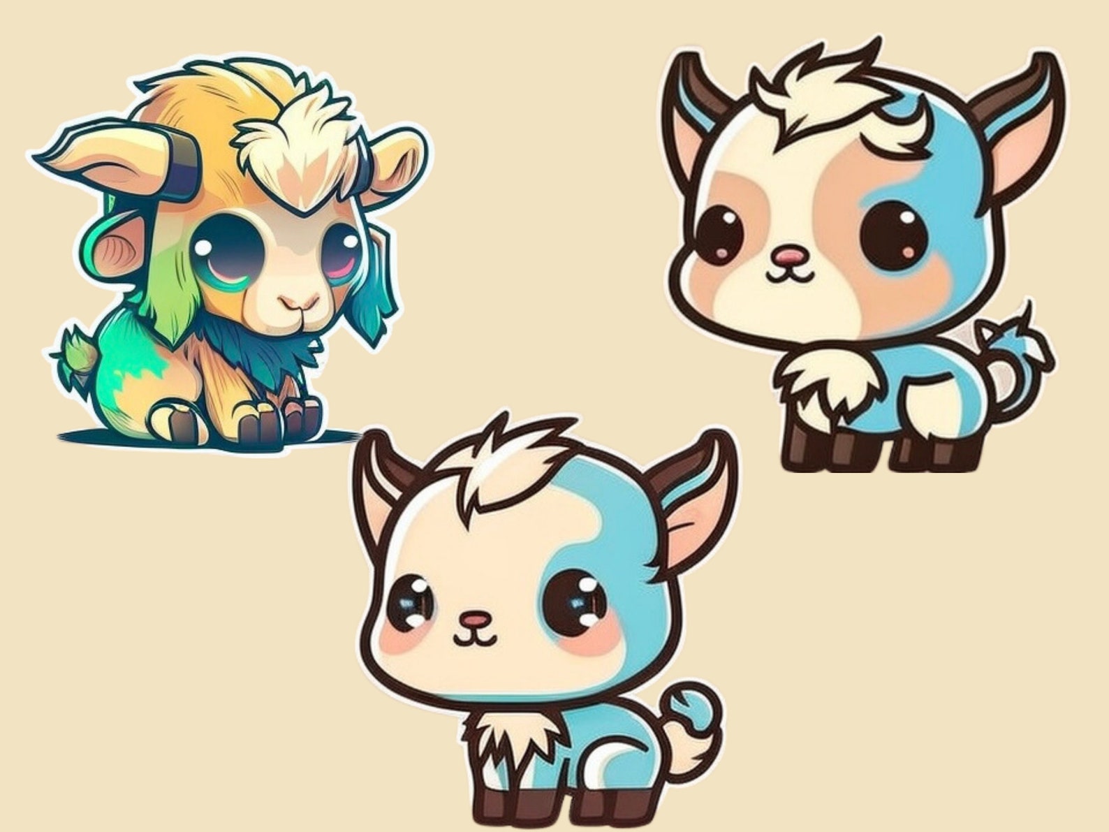 Cute Chibi Goat Emotes Twitch & Discord Channel Points Streamer Emoji