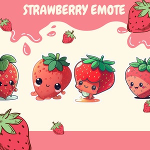 Chibi Cute Strawberry Emote Collection Twitch, Discord, Channel Points, Streamer, Emoji, Cute, Stream, Chat, Pink, Fruit, Chibi, Strawberry