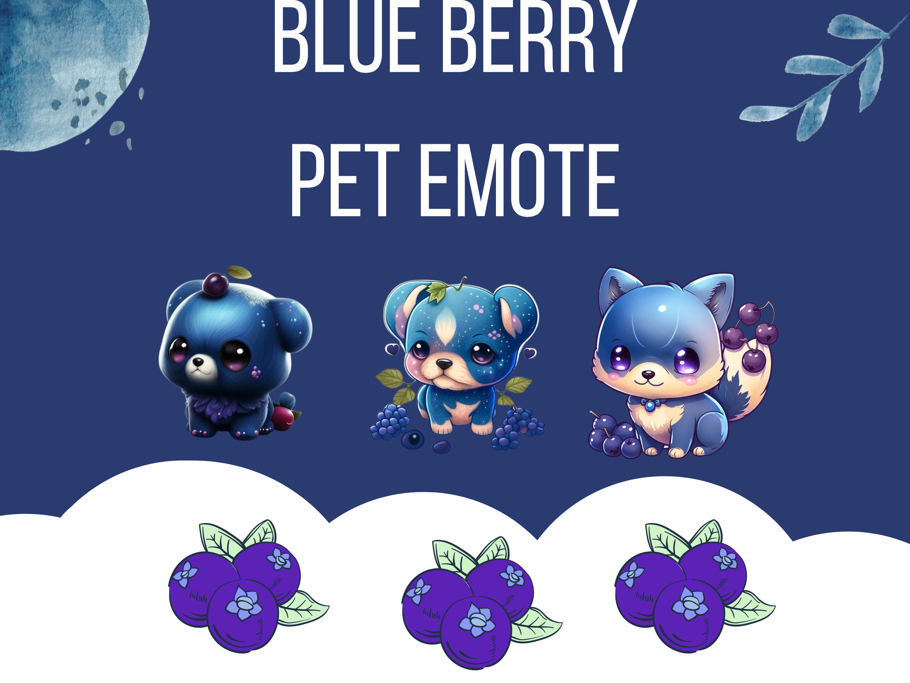 Chibi Blueberry Pup Emote Collection Twitch, Discord, Channel Points