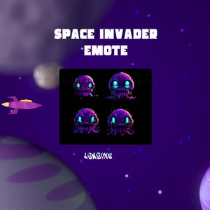 4x Pixel Space Invader/ Alien Twitch Emotes | Discord Emotes | Youtube Emotes | Facebook Emotes | Pixel Font | Cute Emotes | Alien