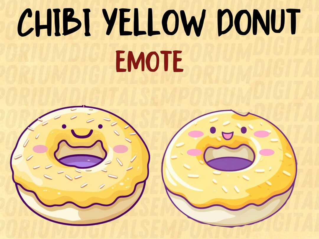 Chibi Yellow Donut Emote, Cute Sprinkles Emote, Donut Sprinkles Emote