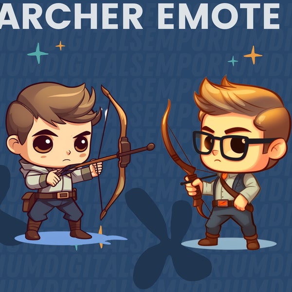 Chibi Bow and Arrow Archer Emotes Twitch & Discord | Channel Points | Streamer | Emoji, Cute, Stream, Chat, Bow, Arrow Emote, Boy, Hunter