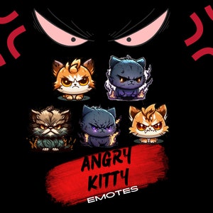 Angry Cat, Kitty Emote Collection Twitch & Discord | Channel Points | Streamer | Emoji, Cute, Stream, Chat, Rage, Anger, Anime, Kawaii,Chibi