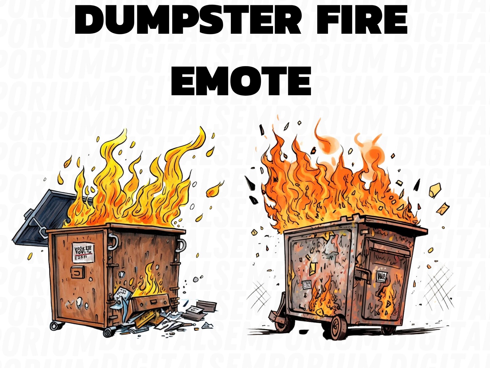 Dumpster Fire Emote Collection Twitch & Discord Channel Points Streamer