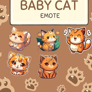 Chibi Cute Cat Emote Collection Twitch & Discord | Channel Points | Streamer | Emoji, Cute, Stream, Chat, Animal, Pet, Kitty, Orange, Kawaii