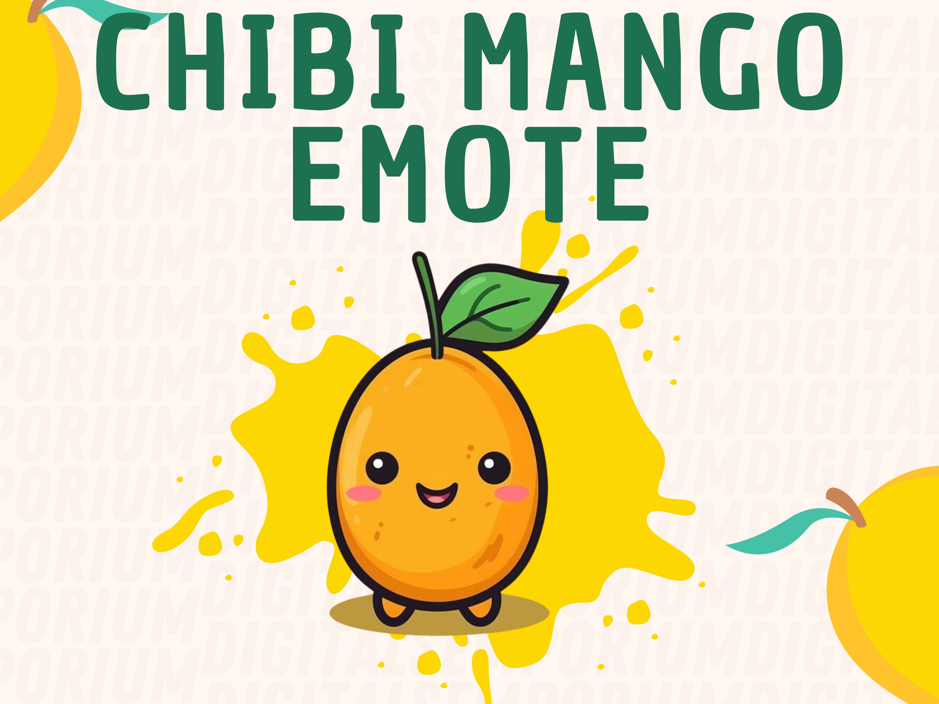 Chibi Mango Fruit Emote Twitch & Discord Channel Point Streamer Emoji