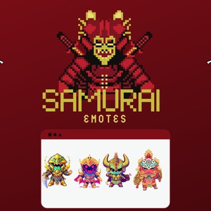 Chibi Kawaii Pixel Samurai Twitch Discord Mixer Youtube Emote/Kawai Pixel Samurai Emoji/Subscriber/Loyalty Sub Bit Badges/Samurai Emote