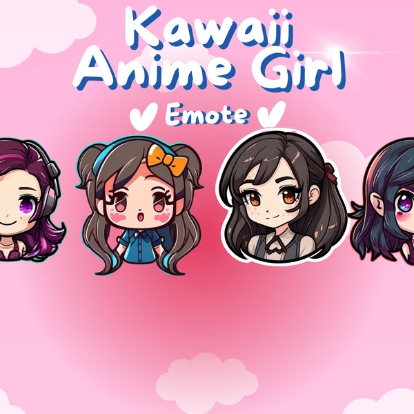 Chibi Kawaii Anime Girl Emote Collection Twitch & Discord | Channel Points | Streamer | Emoji, Cute, Stream, Chat, Girl, Kawaii, Baka, Anime