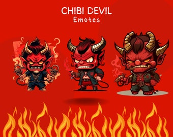 Chibi Devil Collection Twitch i Discord | Punkty kanału | Streamer | Emoji, Słodki, Stream, Czat, Śmiech, Straszny, Diabeł, Demon, Ogień, Zło
