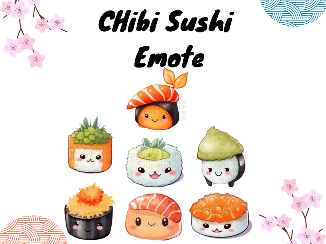 Chibi Sushi Emote, Spicy Salmon Sushi Emote, Sushi Roll Emote, Shrimp Sushi  Emote, Twitch Stream Emote, Discord Emote, Kick Stream Emote - Etsy Denmark