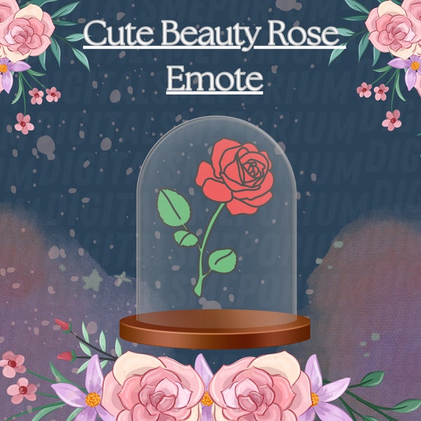 Cute Beauty Rose Emote, Cute Beast Rose Emote, Flower Emote,  Enchanted Rose Emote, Twitch Stream Emote, Discord Emote, Kick Stream Emote