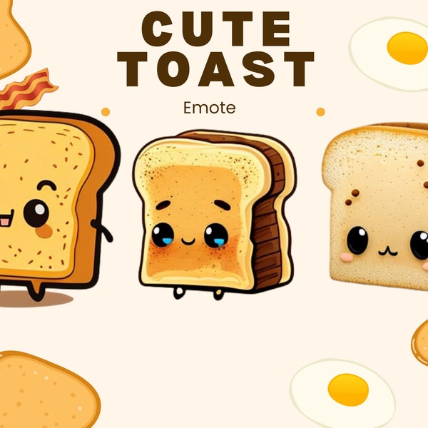 Cute Toast Twitch Emotes | Discord Emotes | YouTube Emotes | Facebook Emotes |Cute Toast | French Toast Emotes, Breakfast, Bread Loaf, Chibi
