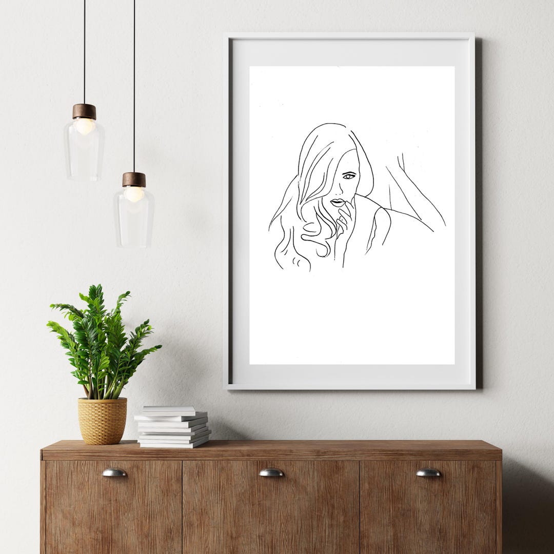 Minimalist Woman Line Art Print: Handmade Wall Decor - Etsy