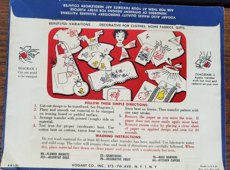 Vogart Textilprint Vintage Hot Iron Transfers, Use on Various