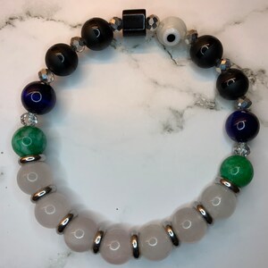 All Seeing Eye Rose Quartz Love & Protection Healing Bracelet
