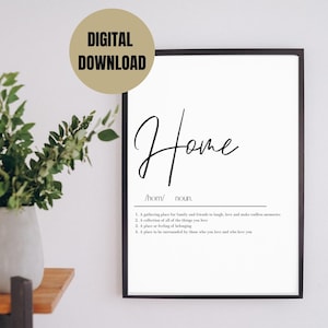 home definition print - wall art for living room - minimalist poster - home wall art - dictionary art - family print - instant download
