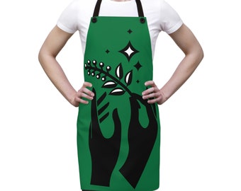 Grembiule verde - mani con pianta - ottimo regalo per la festa della mamma