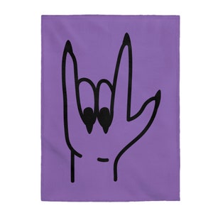 ASL &quot;I Love You&quot; hand shape Sign Language I Love You symbol Velveteen Plush Blanket
