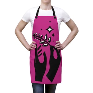 Pink apron - hands with plant - great Mother&#39;s Day gift