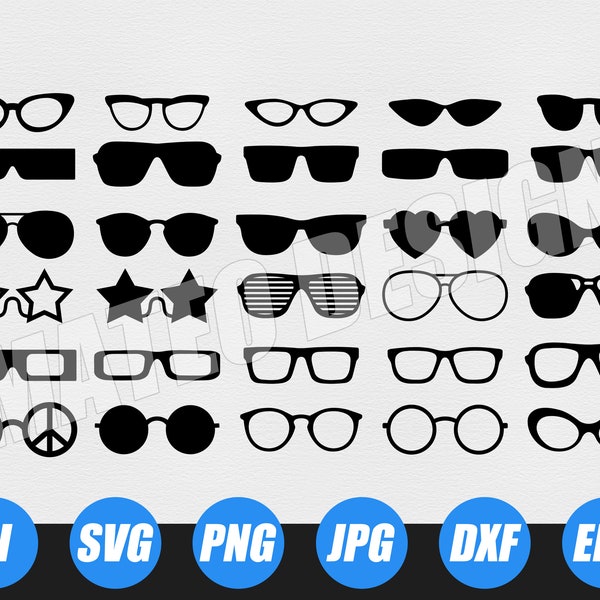 Glasses set svg, vintage sunglasses svg, dxf, eps, png, jpg, glasses bundle svg, eyeglasses svg, sunglasses svg,heart sunglasses svg