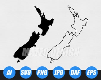 New Zealand Shape SVG Files | New Zealand Cut Files | New Zealand Vector | New Zealand Map Clip Art | Countries Vector Files