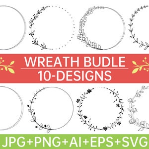 Wedding wreath svg,circle svg bundle,wreath svg bundle,  heart laurel wreath svg, Floral wreath svg, wreath monogram svg circle frame