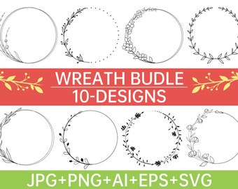 Corona di nozze in formato SVG, bundle di cerchi in formato SVG, pacchetto di ghirlande in formato SVG, cuore corona d'alloro in formato SVG, corona floreale in formato SVG, cornice del cerchio di corona monogramma SVG