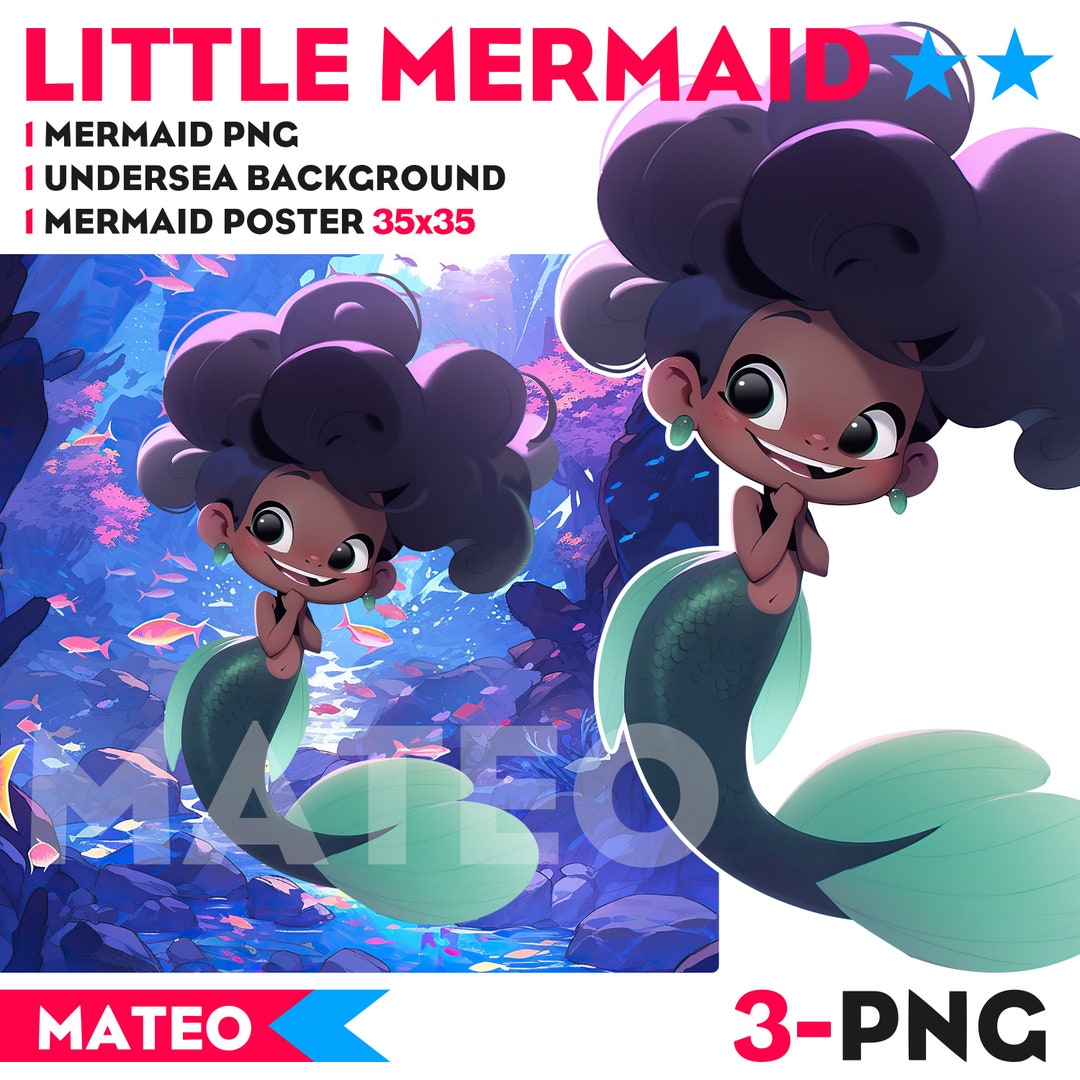 Little Mermaid Png, Printable Mermaid Decor, Wall Art, Sublimation ...