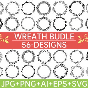 Floral wreath svg,circle svg bundle,wreath svg bundle,  heart laurel wreath svg, wedding wreath svg, wreath monogram svg circle frame