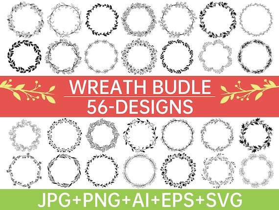 Floral wreath svg,circle svg bundle,wreath svg bundle,  heart laurel wreath svg, wedding wreath svg, wreath monogram svg circle frame
