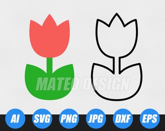 Tulip SVG Files | Flower Vector | Tulip Vector | Tulip Clip Art | Spring Flower SVG Cut Files