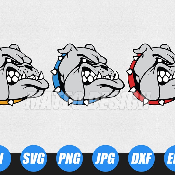 Bulldog Mascot | Digital Download | .PNG .SVG | Circuit Ready | Sublimation Ready -ai,svg,png,jpg,dxf,eps files included-