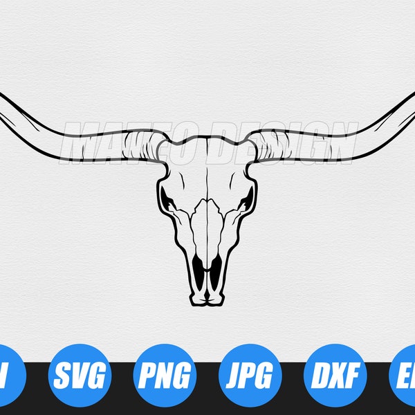 Cow Skull Svg, Longhorn ai, Longhorn Skull Svg, Texas Long Horn Skull png, Desert Cow Skull jpg, Western dxf, Longhorn Bull Skull eps