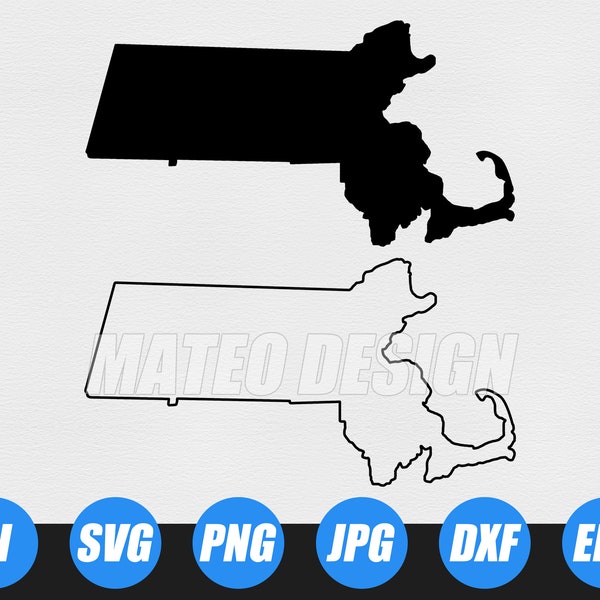 Massachusetts State SVG Files | Massachusetts Cut Files | Massachusetts Vector | MA Map Clip Art | United States of America Vector Files