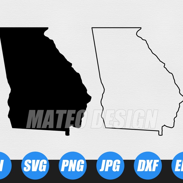 Georgia State SVG Files | Georgia Silhouette Cut Files | Georgia Vector | Georgia Map Clip Art | United States of America Vector Files