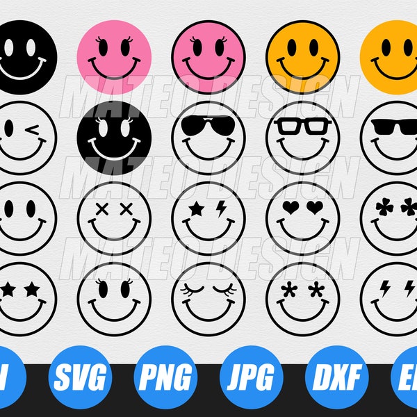 Smiley Face Svg, SmileyFace,Png,Smiley Face Svg Bundle, Dxf,Svg,Happy Face, Trendy svg,GroovySvg,Emoji Bundle,Emoji svg, Cricut,Silhouette