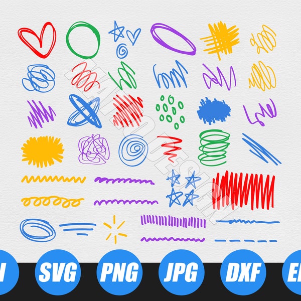 Scribble SVG Bundle, Scribble Lines Svg, Scribble Doodle Svg. Doodles svg, Drawing Svg, Scratching Svg, Cut File for Cricut, Silhouette