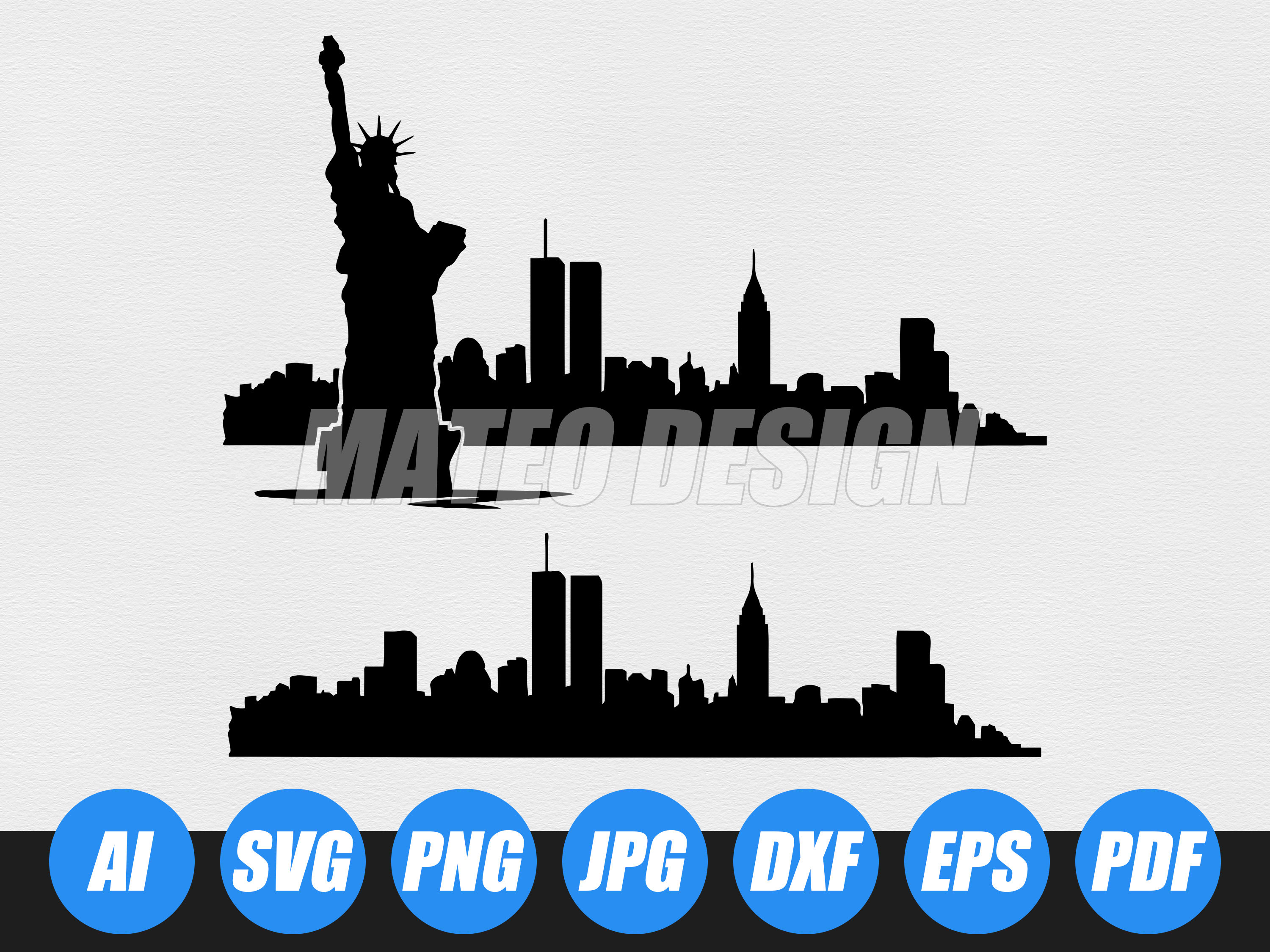 New York City Skyline SVG Files - NYC Skyline Svg Clipart -trade Towers ...