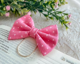 Pink Cross- petite bow bookmark