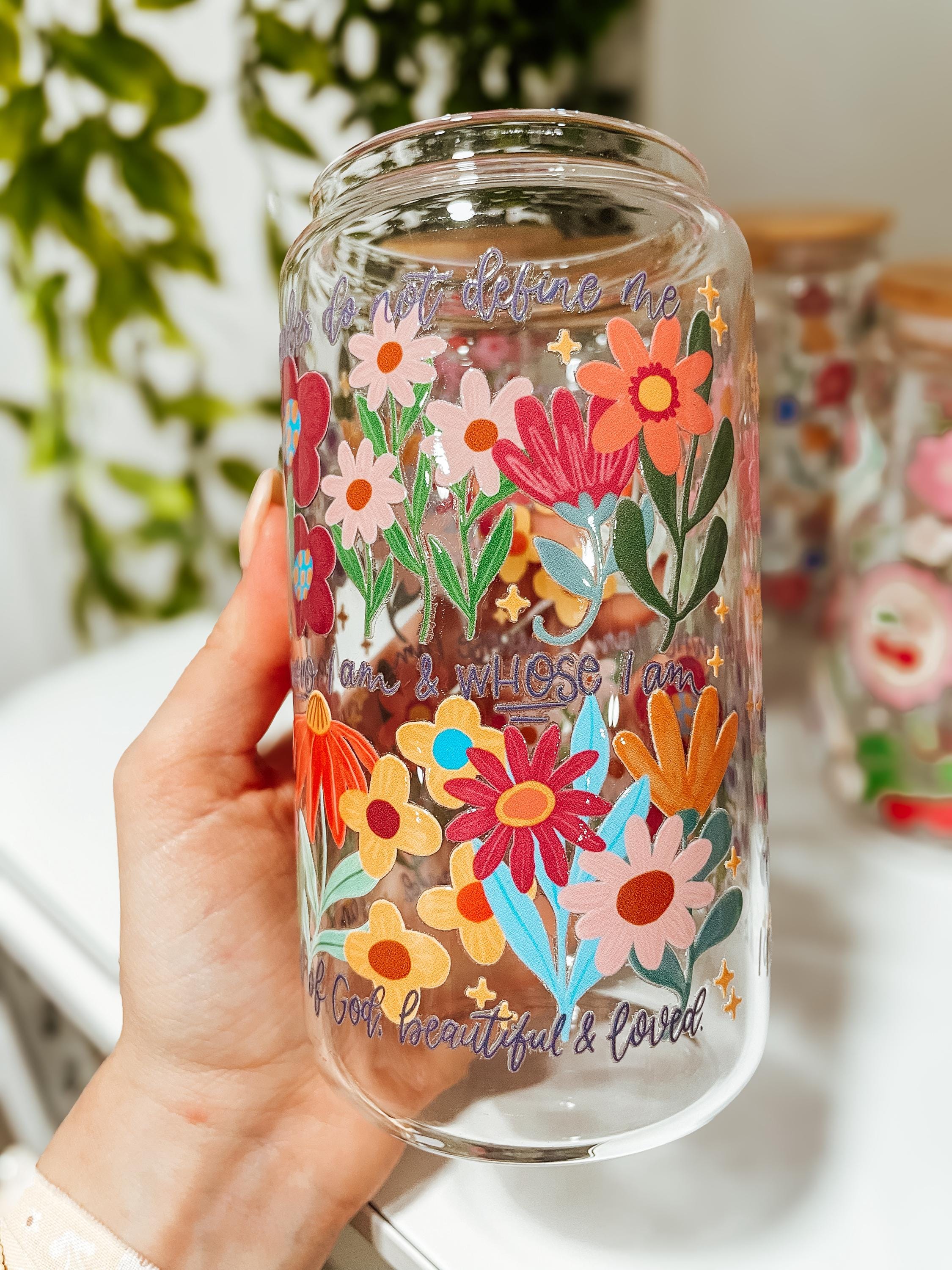 Child of God florals - 16oz glass tumbler