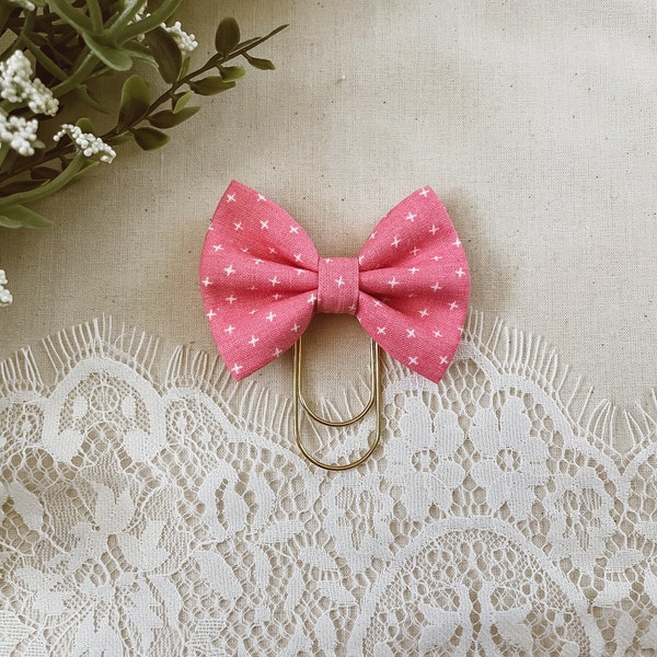 Pink Cross- petite bow bookmark