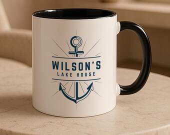Personalized Lake House Coffee Mug – Custom 11oz Ceramic Mug for Cabin or Lake Home, Gift for Lake Lovers, Nature-Inspired Accent Mug