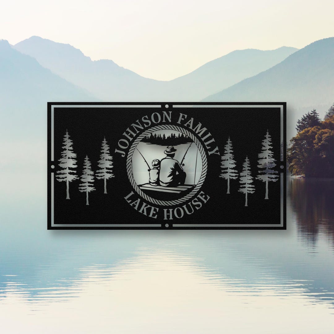 Custom Lake House Metal Sign, Family Lake Decor Gift, Personalized Lake ...