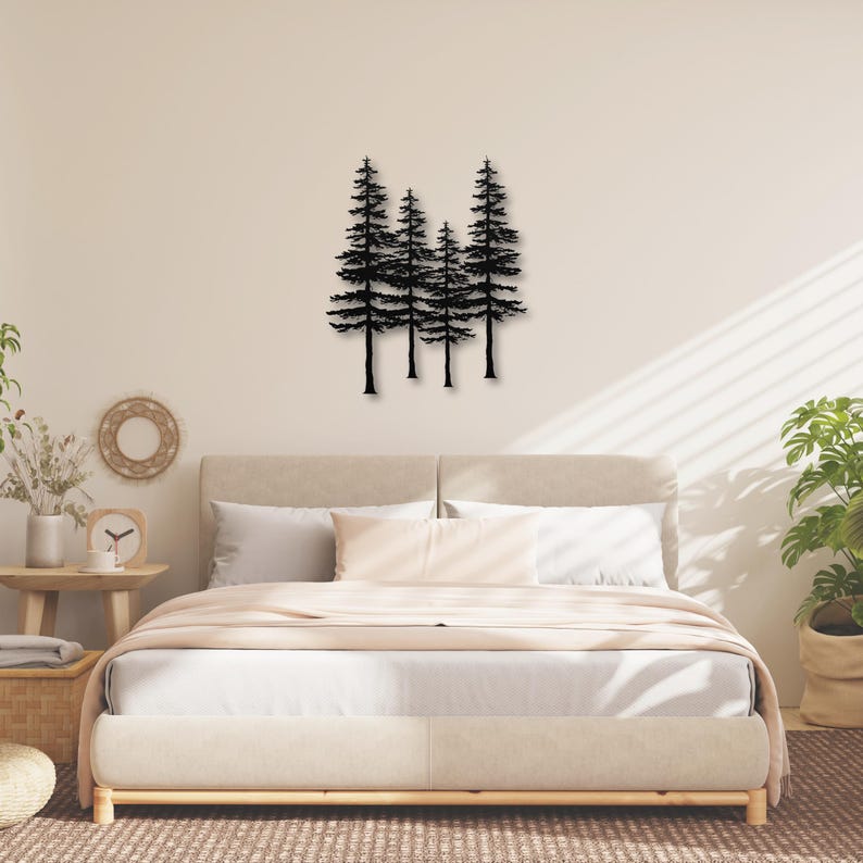 Tree Line Wall Art, Forest Metal Sign, Pine Tree Decor, Nature Decor ...