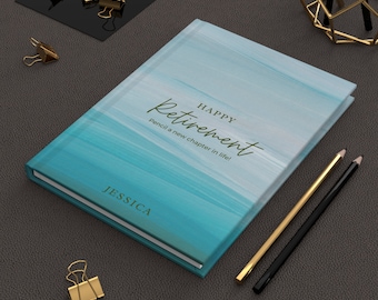Custom Retirement Hardcover Journal, Custom Gift For Co-worker, Ocean Beach Retirement Gifts, Co-worker Leaving Gift, Retirement Memory Book