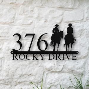 Custom Metal Horse Address Sign, Personalized FarmHouse Decor, Exterior Home Address Sign, Horse Lover Gifts, Housewarming Gift, Cowboy Gift