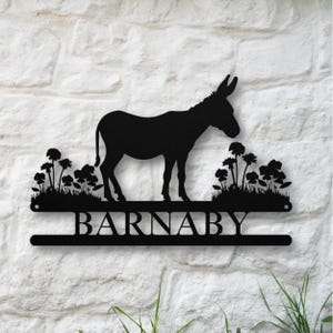 Custom Donkey Metal Yard Sign, Personalized Outdoor Farm Decor, Unique Gift for Animal Lovers & Donkey Enthusiasts, Donkey Farm Metal Sign