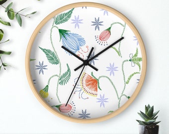 Floral Clock, Aesthetic Wall Clock, Cute Clock, Home Decor, Office Decor, Minimalist Clock